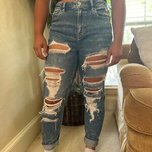 American Eagle Blue Acid wash ripped Jeans